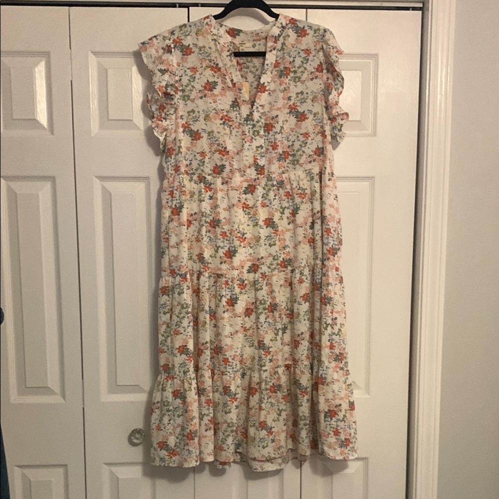 Floral Ruffle Sleeve Dress